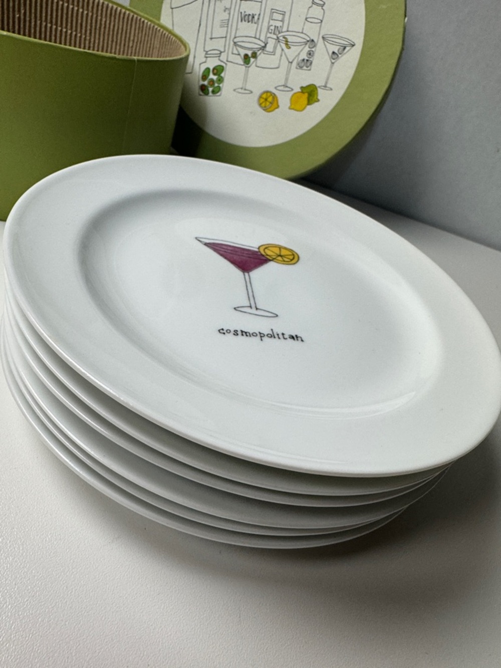 Pottery Barn Martini Appetizer Cocktail Plates Set of 6 - Picture 11 of 16